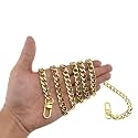 HAHIYO Purse Chain Strap Length 47.2 inches Yellow Gold for Shoulder Cross Body Sling Purse Handbag Clutch Replacement Strap Comfortable Flat 0.4" Wide Enough 2.4mm Extra Thick Metal Strap 1 Pack