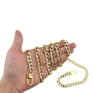 hahiyo purse chain strap length 512 inches yellow gold for shoulder cross body sling purse handbag clutch replacement strap comfortable flat 0434 wide enough 24mm extra thick metal strap 1 pack