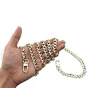 HAHIYO Purse Chain Strap Length 51.2 inches Light Gold for Shoulder Cross Body Sling Purse Handbag Clutch Replacement Strap Comfortable Flat 0.4" Wide Enough 2.4mm Extra Thick Metal Strap 1 Pack