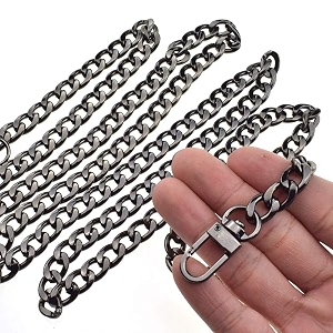 hahiyo purse chain strap length 551 inches bright black for shoulder cross body sling purse handbag clutch replacement strap comfortable flat 04 wide enough 24mm extra thick metal strap 1 pack