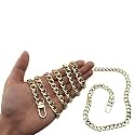 HAHIYO Purse Chain Strap Length 59.1 inches Light Gold for Shoulder Cross Body Sling Purse Handbag Clutch Replacement Strap Comfortable Flat 0.4" Wide Enough 2.4mm Extra Thick Metal Strap 1 Pack