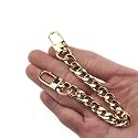 HAHIYO Purse Chain Strap Length 7.9 inches SPOT-ON Gold for Shoulder Cross Body Sling Purse Handbag Clutch Replacement Strap Comfortable Flat 0.4” Wide Enough 2.4mm Extra Thick Metal Strap 1 Pack