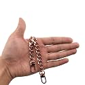 HAHIYO Purse Chain Strap Length 7.9 inches Rose Gold for Shoulder Cross Body Sling Purse Handbag Clutch Replacement Strap Comfortable Flat 0.4” Wide Enough 2.4mm Extra Thick Metal Strap 1 Pack