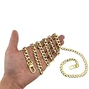 HAHIYO Yellow Gold 55.1 Inch Chain Strap for Shoulder Cross Body Sling Purse Handbag Clutch Replacement, Flat 0.4" Wide, 2.4mm Thick, Lobster Clasp, Unisex