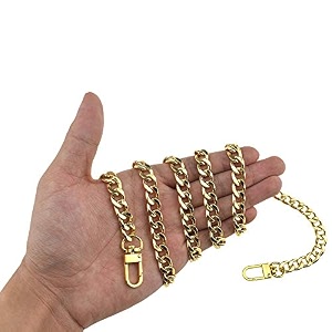 hahiyo yellow gold purse chain strap 433 inches modern style flat 0434 wide 24mm thick metal lobster clasp perfect for shouldercross body purse handbag clutch