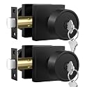 Haidms Black Exterior Door Knob with Lock and Key, Keyed Alike 2 Pack