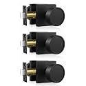 Haidms Black Passage Door Knobs Interior Heavy Duty Zinc-Alloy (3 Pack)