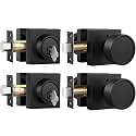 Haidms Black Privacy Door Knob with Deadbolt, Interior Door Lock Set 2 Pack