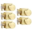 Haidms Gold Door Knobs Interior, Zinc-Alloy Heavy Duty Round Brushed Gold Privacy Door Knobs for Bedroom Modern Bathroom Interior Door Lock Bulk(5 Pack)
