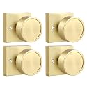 Haidms Gold Dummy Door Knobs for Closet, Half No-Turning, 4 Pieces