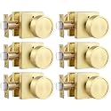 Haidms Gold Interior Door Knobs, Square Privacy Door Knobs (6 Pack)