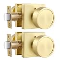 Haidms Gold Interior Door Knobs, Square Privacy Door Knobs (2 Pack)