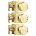 Haidms Gold Interior Door Knobs, Square Privacy Door Knobs (3 Pack)