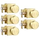 Haidms Gold Passage Door Knobs Interior, Heavy Duty Zinc-Alloy (5 Pack)