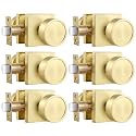 Haidms Gold Passage Door Knobs Interior, Heavy Duty Zinc-Alloy (6 Pack)