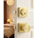Haidms Gold Privacy Door Knob with Deadbolt, Interior Door Lock Set 1 Pack