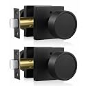 Haidms Matte Black Interior Door Knobs, Square Privacy Door Knobs (2 Pack)