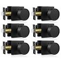 Haidms Matte Black Interior Door Knobs, Square Privacy Door Knobs (6 Pack)