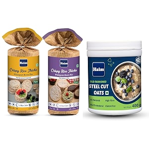 haim organic brown rice cakes combo gluten free  buckwheat amp amaranth  amp  quinoa amp chia 2110 gm amp amp haim old fashioned steel cut oats  100 wholegrain gluten free vegan non gmo 400g