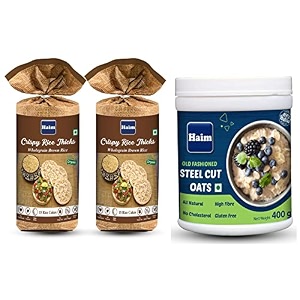 haim organic crispy rice thick wholegrain brown rice cakes unsalted vegan gluten free pack of 2 amp amp haim old fashioned steel cut oats  100 wholegrain gluten free vegan non gmo 400g