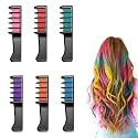 Hair Chalk Comb Temporary Hair Color for Girls, Kids & Women – Washable, Non-Toxic Hair Colour Chalk Set | 6 Blendable Colours | Quick-Dry Hair Dye Combs for Party, Birthday, Halloween, Cosplay