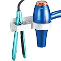Hair Dryer Holder Wall Mounted, Hair Straightener Holder, Blow Dryer Holder Adhesive, Hair Tool Organizer for Flat Iron, Hairdryer, Curling Iron Holder for Bathroom Vanity Barber Shop (White)