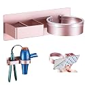 Hair Dryer Holder Wall Mounted, Hair Straightener Holder, Blow Dryer Holder Adhesive, Hair Tool Organizer for Flat Iron, Hairdryer, Curling Iron Holder for Bathroom Vanity Barber Shop (Rose Gold)