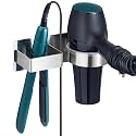 Hair Dryer Holder Wall Mounted, Hair Straightener Holder, Blow Dryer Holder Adhesive, Hair Tool Organizer for Flat Iron, Hairdryer, Curling Iron Holder for Bathroom Vanity Barber Shop (Silver)
