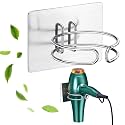 Hair Dryer Holder Wall Mounted, Hairdryer Holder for Bathroom, Blow Dryer Holder, Hair Tool Organizer for Hair Dryer Hanger Storage, Adhesive Blow Dryer Organizer (Silver)