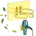 Hair Dryer Holder Wall Mounted, Hairdryer Holder for Bathroom, Blow Dryer Holder, Hair Tool Organizer for Hair Dryer Hanger Storage, Adhesive Blow Dryer Organizer (Gold)