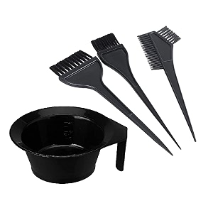 hair dye brush women set plastic dye brush and mixing bowl hair colouring kit with hair dye bowl and 3 brush black - 4 pc