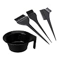 Hair Dye Brush Women Set Plastic Dye Brush and Mixing Bowl Hair Colouring Kit with Hair Dye Bowl and 3 Brush (Black) - 4 PC
