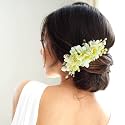 Hair Flare Artificial Beautiful Flower Comb Slide/Bridal Hair Barrette Ties, Hairpins for Women Girls, Hair Accessories - 2405, Cream