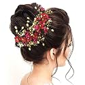 Hair Flare Floral Hair Vein for Women, Artificial Flower Hair Accessories, Hair Pin for Girls - Dark Pink, 2205