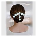 Hair Flare Artificial Flower and Pearls Hair Pin/Judabun/Hair Clip/Hair Accessories for Women and Girls | White &amp; Gold - 2625, Set of 8