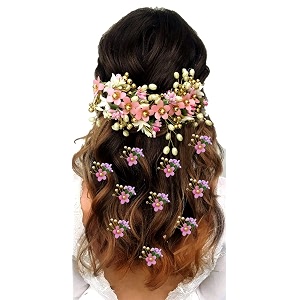 hair flare floral hair vein and hair pin setbridal hair accessorieshairpinside judapincombo set - 22052206 baby pink