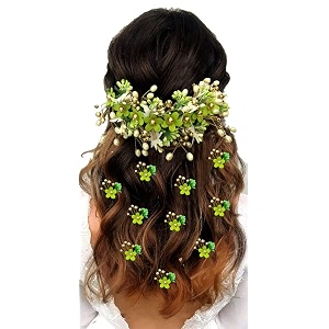 hair flare floral hair vein and hair pin setbridal hair accessorieshairpinside judapincombo set - 22052206 light green