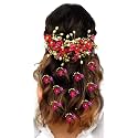 Hair Flare Floral Hair Vein and Hair Pin Set/Bridal Hair Accessories/Hairpin/Side Judapin/Combo Set - 2205/2206, Dark Pink