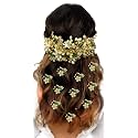 Hair Flare Floral Hair Vein and Hair Pin Set/Bridal Hair Accessories/Hairpin/Side Judapin/Combo Set - 2205/2206, Golden