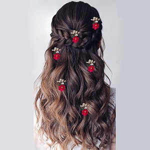 hair flare womengirl39s artificial glossy floral design pearl rounded hairpin clip  bridal hair accessories - 2566