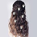 Hair Flare Women/Girl's Artificial Glossy Floral Design Pearl Rounded Hairpin/ Clip | Bridal Hair Accessories - 2566