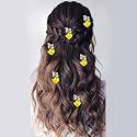 Hair Flare Women/Girl's Artificial Glossy Floral Design Pearl Rounded Hairpin/ Clip | Bridal Hair Accessories - 2566