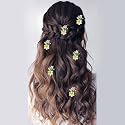 Hair Flare Women/Girl's Artificial Glossy Floral Design Pearl Rounded Hairpin/ Clip | Bridal Hair Accessories - 2566