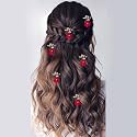 Hair Flare Women/Girl's Artificial Glossy Floral Design Pearl Rounded Hairpin/ Clip | Bridal Hair Accessories - 2566