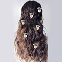 Hair Flare Women/Girl's Artificial Glossy Floral Design Pearl Rounded Hairpin/ Clip | Bridal Hair Accessories - 2566