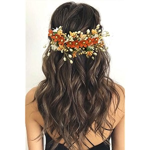 hair flare floral hair vein for women artificial flower hair accessories hair pin for girls - orange 2205