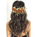 Hair Flare Floral Hair Vein for Women, Artificial Flower Hair Accessories, Hair Pin for Girls - Orange, 2205