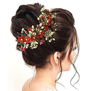 hair flare floral hair vein for women artificial flower hair accessories hair pin for girls - red 2205