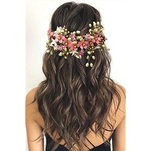 hair flare floral hair vein for women artificial flower hair accessories hair pin for girls - baby pink 2205