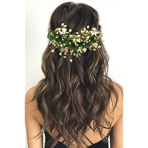 hair flare floral hair vein for women artificial flower hair accessories hair pin for girls - green 2205